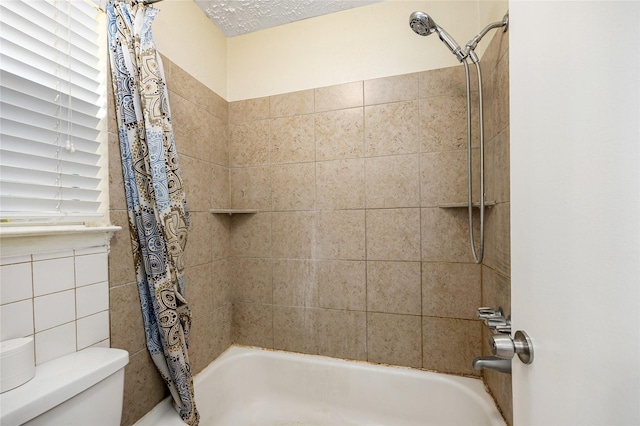 16307 Thistleglen Dr, Houston, TX 77095 - bathroom featuring shower / tub combo with curtain and toilet