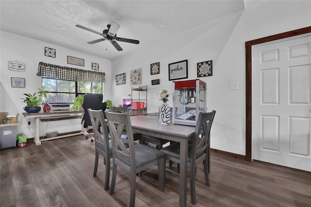 711 Forest Spgs, Livingston, TX 77351 - dining space with wood finished floors, ceiling fan, a desk, and baseboards