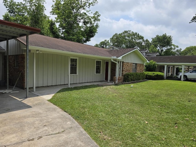 3706 Galway Ln, Houston, TX 77080 - ranch-style house featuring a front lawn, brick siding, and board and batten siding