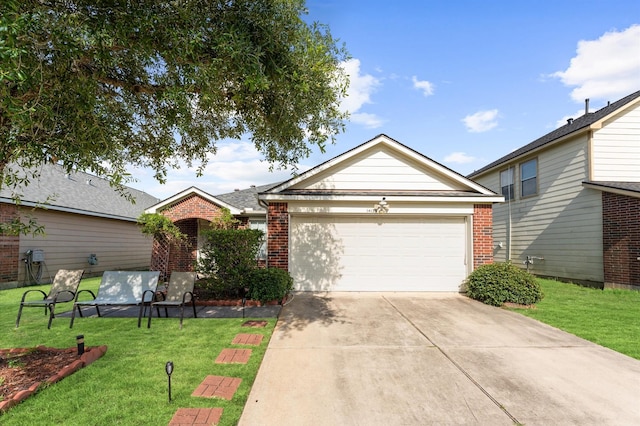 14135 Chelseahurst Ln, Houston, TX 77047 - ranch-style home featuring brick siding, a garage, driveway, and a front lawn