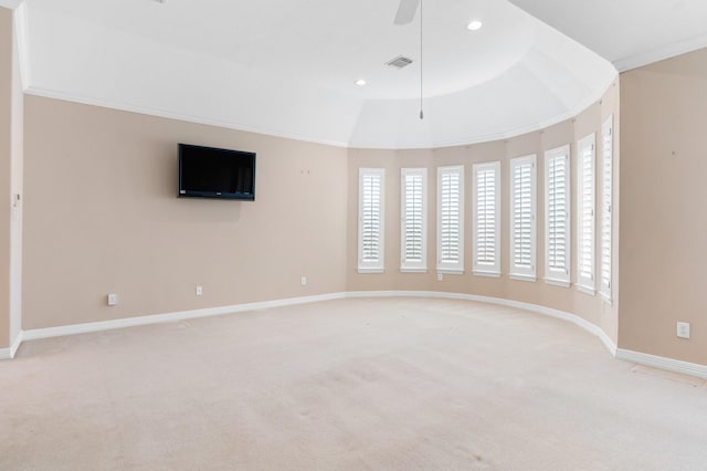 12027 Water Oak Dr, Magnolia, TX 77354 - spare room featuring light carpet, baseboards, recessed lighting, and a ceiling fan