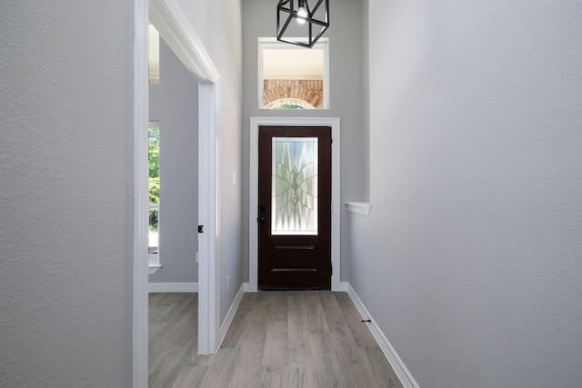 307 Grand Vw, Huntsville, TX 77340 - foyer with light wood-style flooring and baseboards