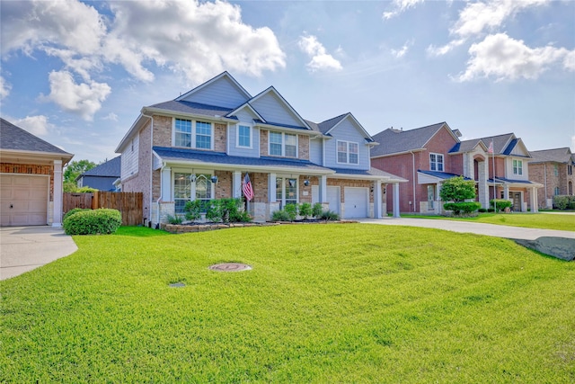 8210 Edenwood Dr, Spring, TX 77389 - view of front of home featuring concrete driveway, brick siding, a garage, and covered porch