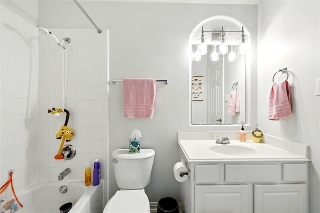 8210 Edenwood Dr, Spring, TX 77389 - bathroom featuring shower / washtub combination, vanity, and toilet