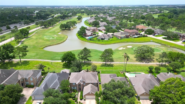 522 Chickory Field Ln, Pearland, TX 77584 - aerial perspective of suburban area with a nearby body of water and a golf course