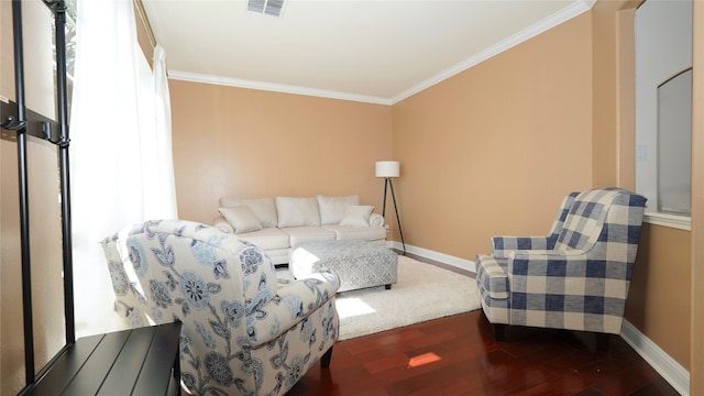 522 Chickory Field Ln, Pearland, TX 77584 - living room with ornamental molding, wood finished floors, and baseboards