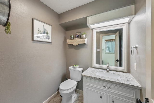 31047 Torrey Rd, Waller, TX 77484 - half bathroom featuring vanity, toilet, baseboards, and tile patterned flooring