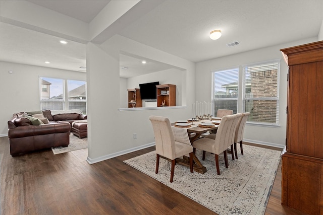 25419 Whitehaven Gate St, Katy, TX 77493 - dining area featuring dark wood-style flooring, baseboards, and recessed lighting