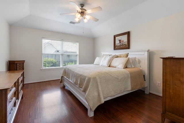 6103 Moran Crest Dr, Spring, TX 77388 - bedroom with dark wood-type flooring, a ceiling fan, and baseboards