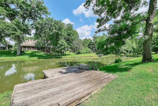 5318 Westerham St, Fulshear, TX 77441 - dock with a water view and a lawn