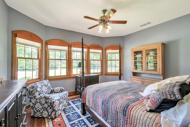 5318 Westerham St, Fulshear, TX 77441 - bedroom with dark wood-style flooring and a ceiling fan