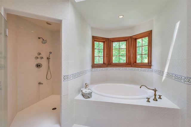 5318 Westerham St, Fulshear, TX 77441 - full bathroom with a garden tub and tiled shower