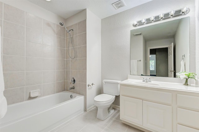22110 Stone Cross Ct, Katy, TX 77450 - bathroom featuring toilet, washtub / shower combination, vanity, and tile patterned floors