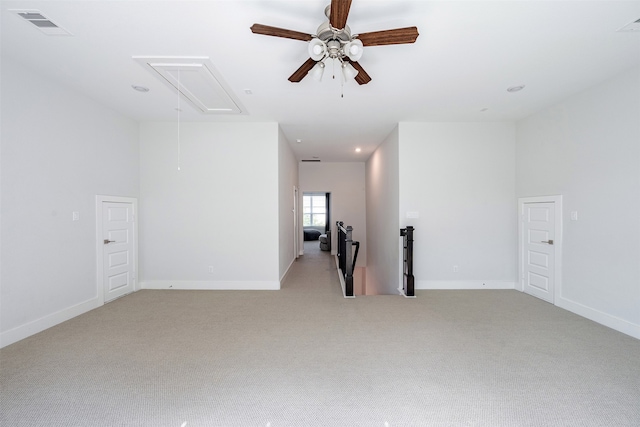 4423 Sterling Heights Ln, Sugar Land, TX 77479 - empty room with attic access, a ceiling fan, light carpet, baseboards, and recessed lighting