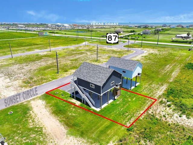 1025 Sunset Cir W, Crystal Beach, TX 77650 - view from above of property with property boundaries highlighted