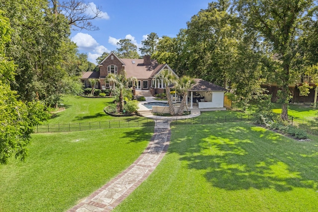 1917 Anchor Way, Dickinson, TX 77539 - view of front of home with a chimney and a patio
