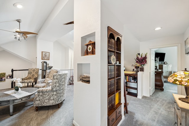 1917 Anchor Way, Dickinson, TX 77539 - living area with carpet flooring, recessed lighting, a ceiling fan, and baseboards