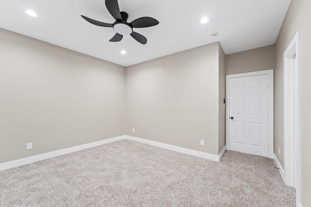 9303 Firnat St, Houston, TX 77016 - spare room featuring carpet floors, a ceiling fan, baseboards, recessed lighting, and a smoke detector