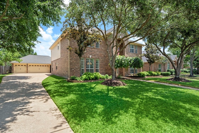 20306 Silverwood Trl, Cypress, TX 77433 - traditional-style house with brick siding, a garage, a front lawn, and concrete driveway