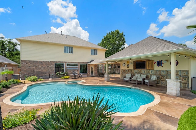 20306 Silverwood Trl, Cypress, TX 77433 - view of pool with a patio, cooling unit, and a pool with connected hot tub