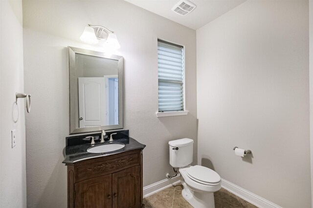 13918 Twisting Ivy Ln, Cypress, TX 77429 - half bath with toilet, vanity, baseboards, and tile patterned floors