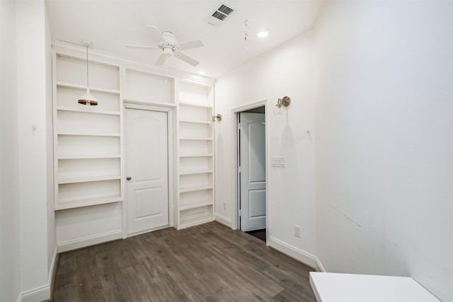 13918 Twisting Ivy Ln, Cypress, TX 77429 - unfurnished bedroom featuring dark wood-type flooring, baseboards, recessed lighting, a closet, and a ceiling fan