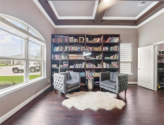 13918 Twisting Ivy Ln, Cypress, TX 77429 - living area with plenty of natural light, ornamental molding, wood-type flooring, and baseboards