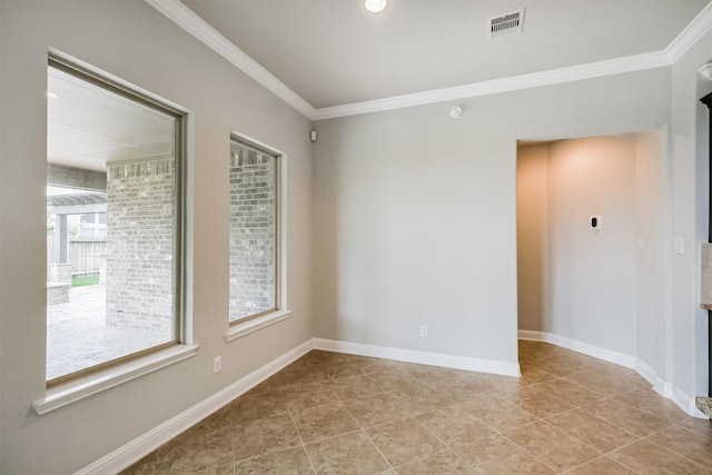 13918 Twisting Ivy Ln, Cypress, TX 77429 - empty room with healthy amount of natural light, light tile patterned flooring, ornamental molding, and baseboards