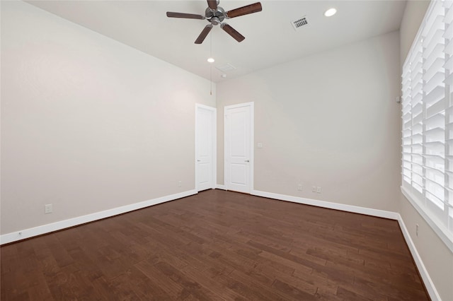 1210 Cedarpost Tree Springs Pl Unit P, Houston, TX 77055 - spare room with ceiling fan, dark wood finished floors, baseboards, and recessed lighting
