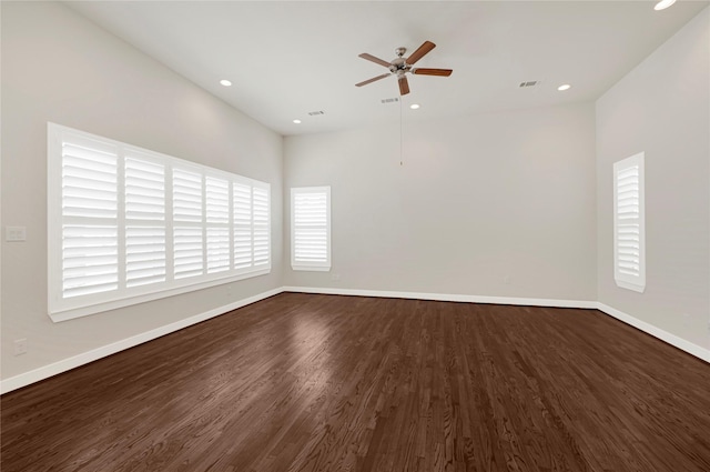 1210 Cedarpost Tree Springs Pl Unit P, Houston, TX 77055 - empty room with ceiling fan, wood finished floors, baseboards, and recessed lighting
