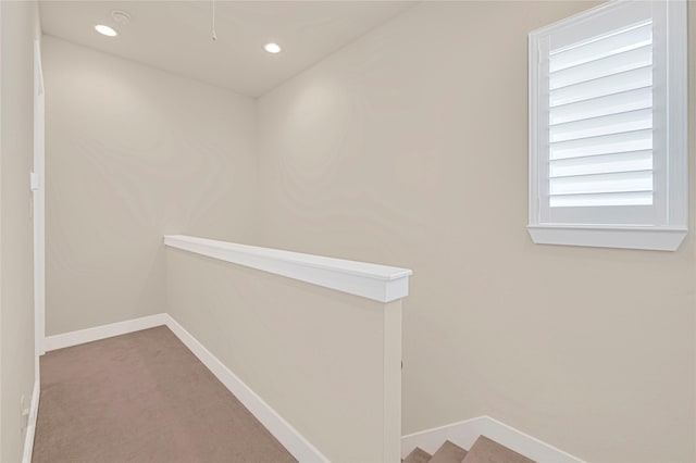 1210 Cedarpost Tree Springs Pl Unit P, Houston, TX 77055 - hall featuring recessed lighting, baseboards, an upstairs landing, and carpet flooring