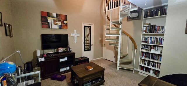 1 Lazy Ln, Bay City, TX 77414 - carpeted living room featuring stairs