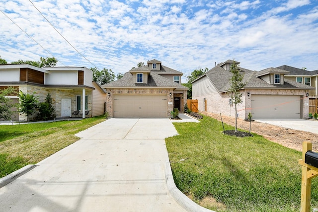 7974 Fowlie St, Houston, TX 77028 - view of front of home featuring brick siding, a garage, a shingled roof, and driveway