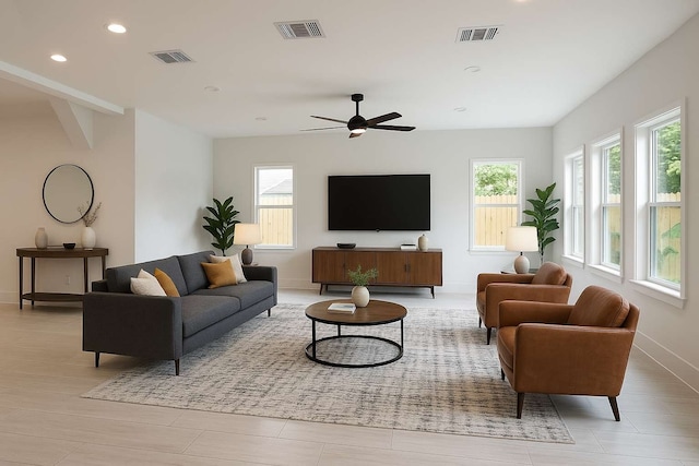 7107 Foster St Unit A, Houston, TX 77021 - living room with recessed lighting and a ceiling fan