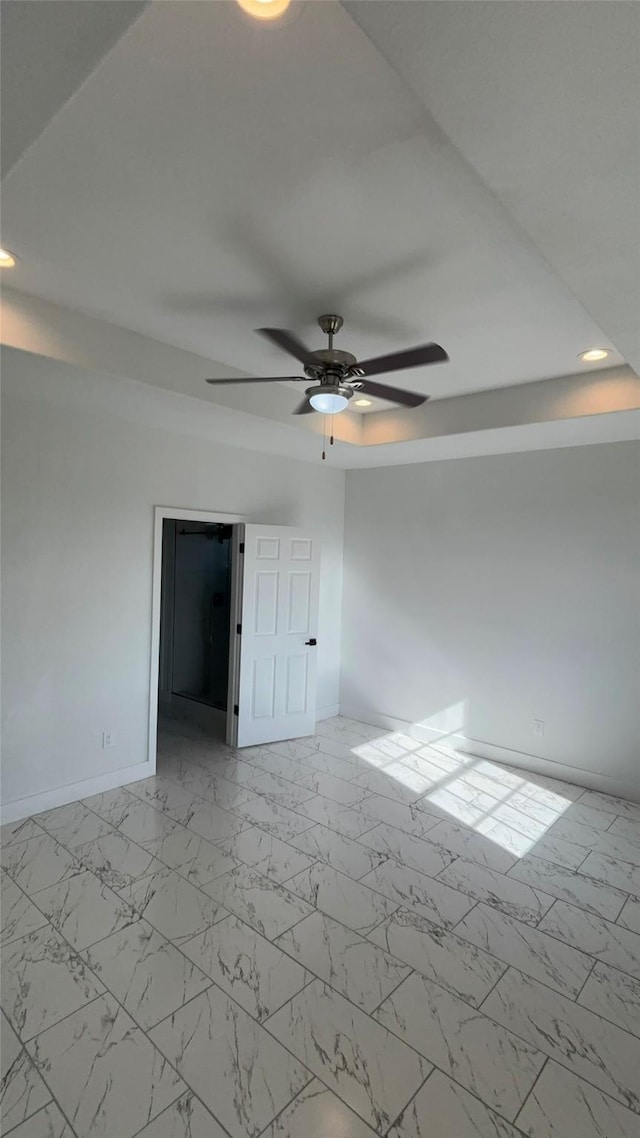6197 Rd 5503, Cleveland, TX 77327 - spare room with baseboards, recessed lighting, ceiling fan, and light marble finish floors