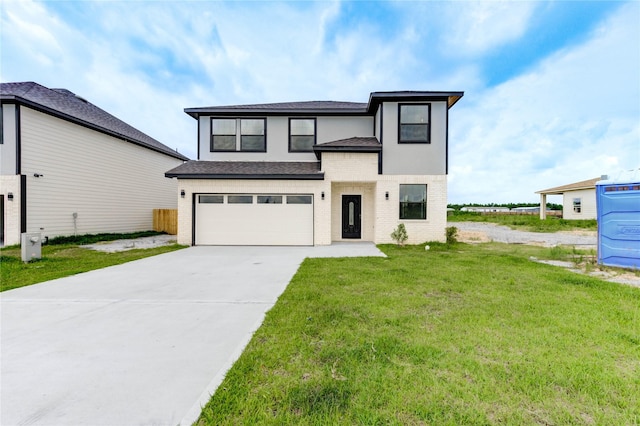 6197 Rd 5503, Cleveland, TX 77327 - view of front of property with a garage, concrete driveway, brick siding, and a shingled roof