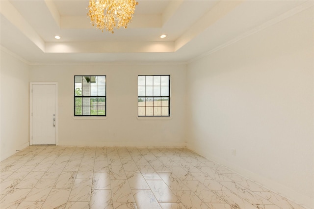 6197 Rd 5503, Cleveland, TX 77327 - spare room featuring a chandelier, a tray ceiling, and recessed lighting