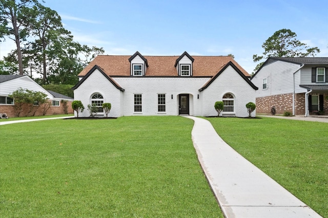 1422 Saddlecreek Dr, Houston, TX 77090 - french provincial home with a front yard, brick siding, and roof with shingles