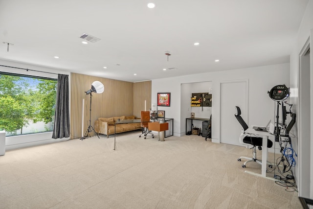 11736 Canyon Ct, Conroe, TX 77385 - home office with light carpet and recessed lighting