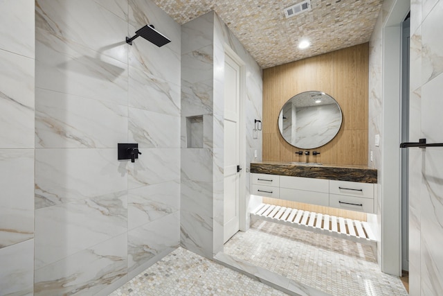 721 Harborside Way, League City, TX 77565 - full bath featuring a marble finish shower and vanity