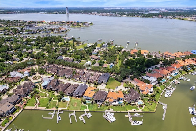 721 Harborside Way, League City, TX 77565 - aerial overview of property's location with a large body of water and nearby suburban area
