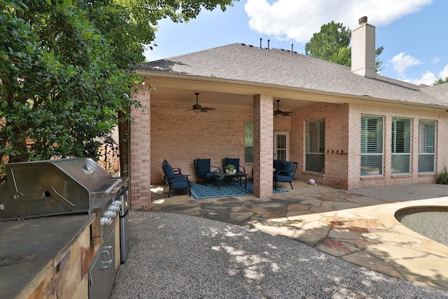 6 Lovenote Ct, The Woodlands, TX 77382 - view of patio with ceiling fan and an outdoor living space