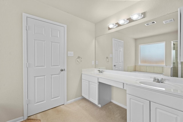 11410 Dahlia Dale Dr, Tomball, TX 77375 - full bathroom featuring double vanity, baseboards, and a shower with shower door