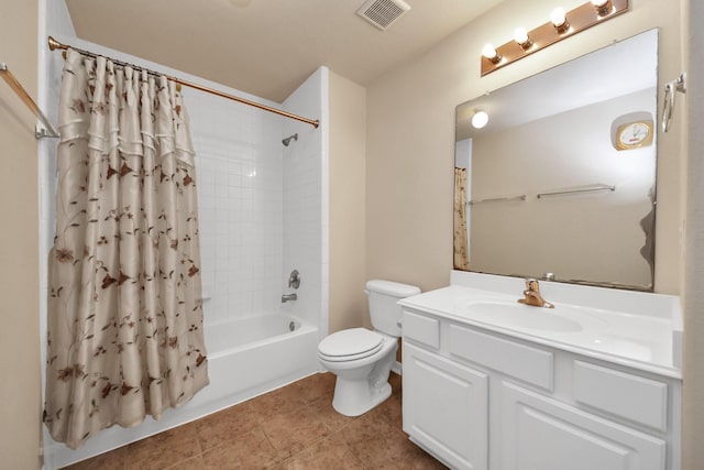 6723 Stableton Ln, Houston, TX 77049 - bathroom featuring shower / bath combo, vanity, toilet, and tile patterned flooring