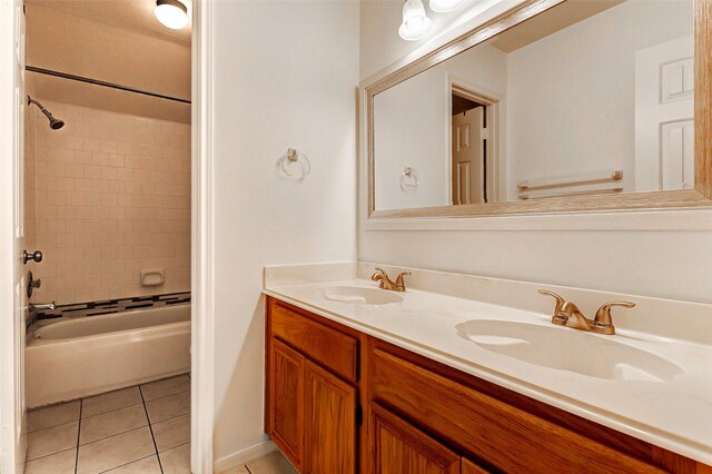 17935 Western Pass Ln, Houston, TX 77095 - full bath with double vanity, bathing tub / shower combination, and tile patterned flooring