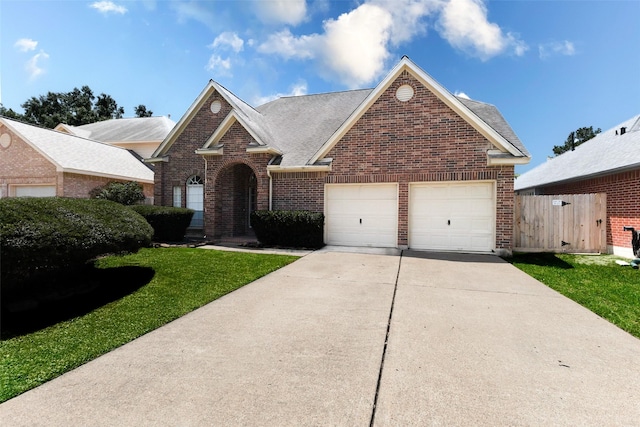 17935 Western Pass Ln, Houston, TX 77095 - traditional-style house with brick siding, a garage, and concrete driveway