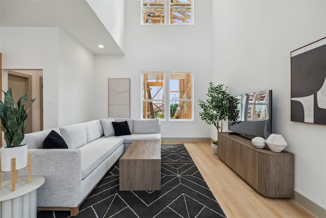 2949 Delafield St, Houston, TX 77023 - living area featuring light wood-style floors, healthy amount of natural light, baseboards, and a high ceiling
