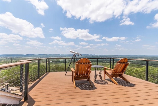 1328 Lakepark Dr, Lakehills, TX 78063 - wooden terrace with a mountain view