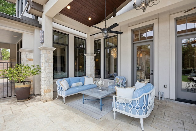 5659 Willers Way, Houston, TX 77056 - view of patio featuring outdoor lounge area and a ceiling fan