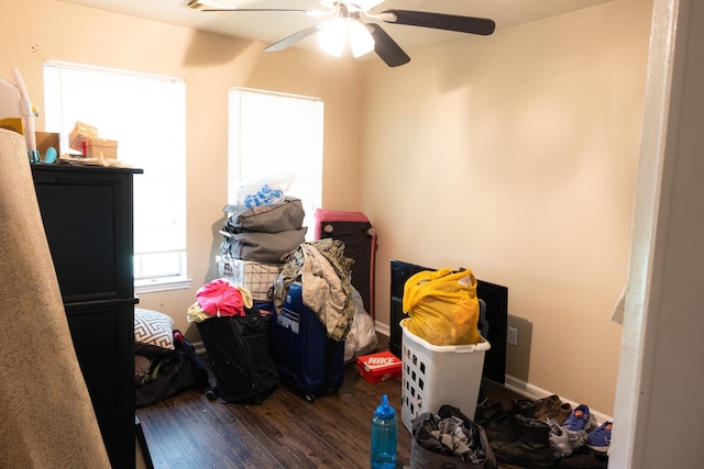 3906 Cyril Dr, Humble, TX 77396 - storage area featuring a ceiling fan